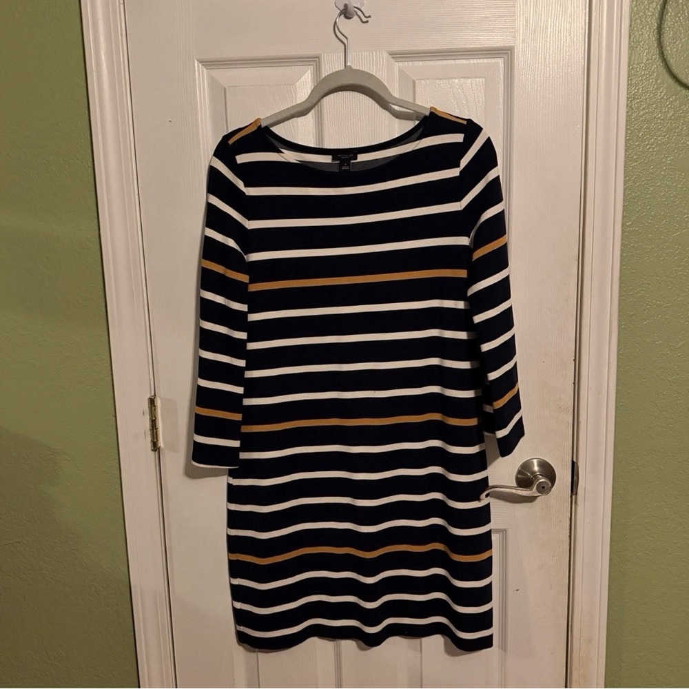 Ann Taylor Factory Black and Brown Striped Dress